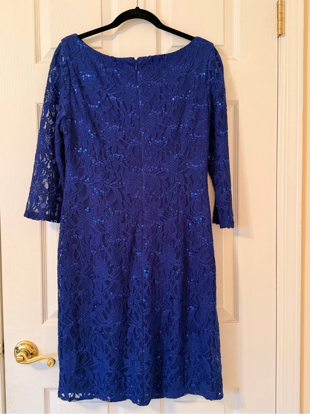 Jessica Howard Royal Blue Lace Dress with Three-Quarter Sleeves